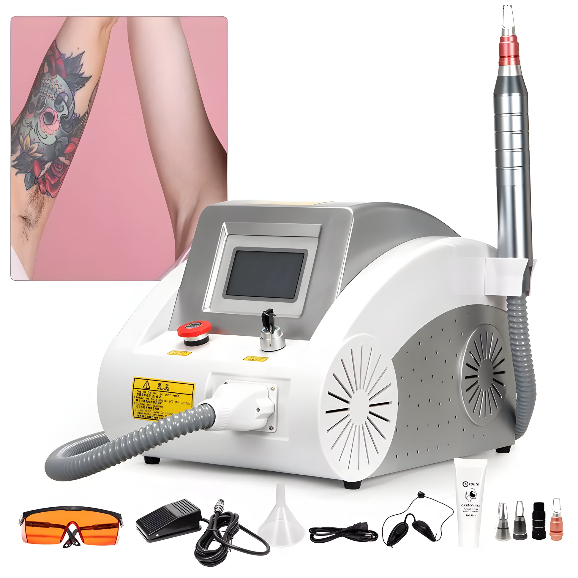 Equipo Pro Q-Switch Picoseg Yag– Eliminación de Tatuajes, Manchas, Micropigmentación, Hollywood Peeling,  Rejuvenecimiento | Alta Potencia y Resultados Rápidos 4 Cabezales