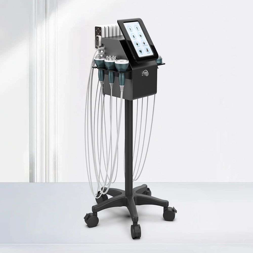 Multifuncional Estético Profesional 9 en 1 para SPA con  Cavitación 40K Avanzada, Radiofrecuencia Facial, Corporal y Ocular, Vacuum RF, LipoLaser, Martillo Frío-Calor, BIO, Fototerapia LED y Microcorriente