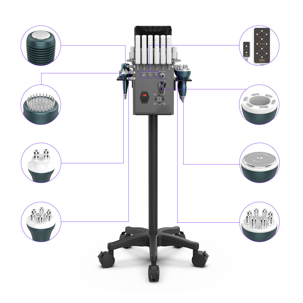 Multifuncional Estético Profesional 9 en 1 para SPA con  Cavitación 40K Avanzada, Radiofrecuencia Facial, Corporal y Ocular, Vacuum RF, LipoLaser, Martillo Frío-Calor, BIO, Fototerapia LED y Microcorriente