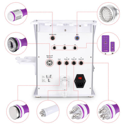 Equipo Multifuncional Radiofrecuencia 9 Funciones en 1 con Cavitación 2.0 Avanzada de 40K , Martillo, Vacum, Lipolaser 8 manerales Robustos