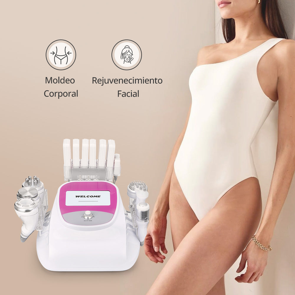 Multifuncional Radiofrecuencia Pro 9 en 1 Cavitación 40K, RF Frío/Calor, BIO+LED, Vacuum, Lipo Láser, Lifting Facial y Corporal