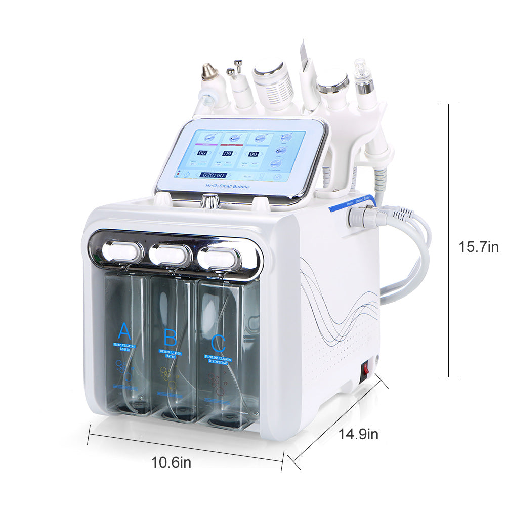 Máquina Hidrofacial 6 en 1  Limpieza Profunda, Microdermoabrasión, Radiofrecuencia, Ultrasonido, Pulverizador, Terapia Fría – Profesional para Spa y Estética