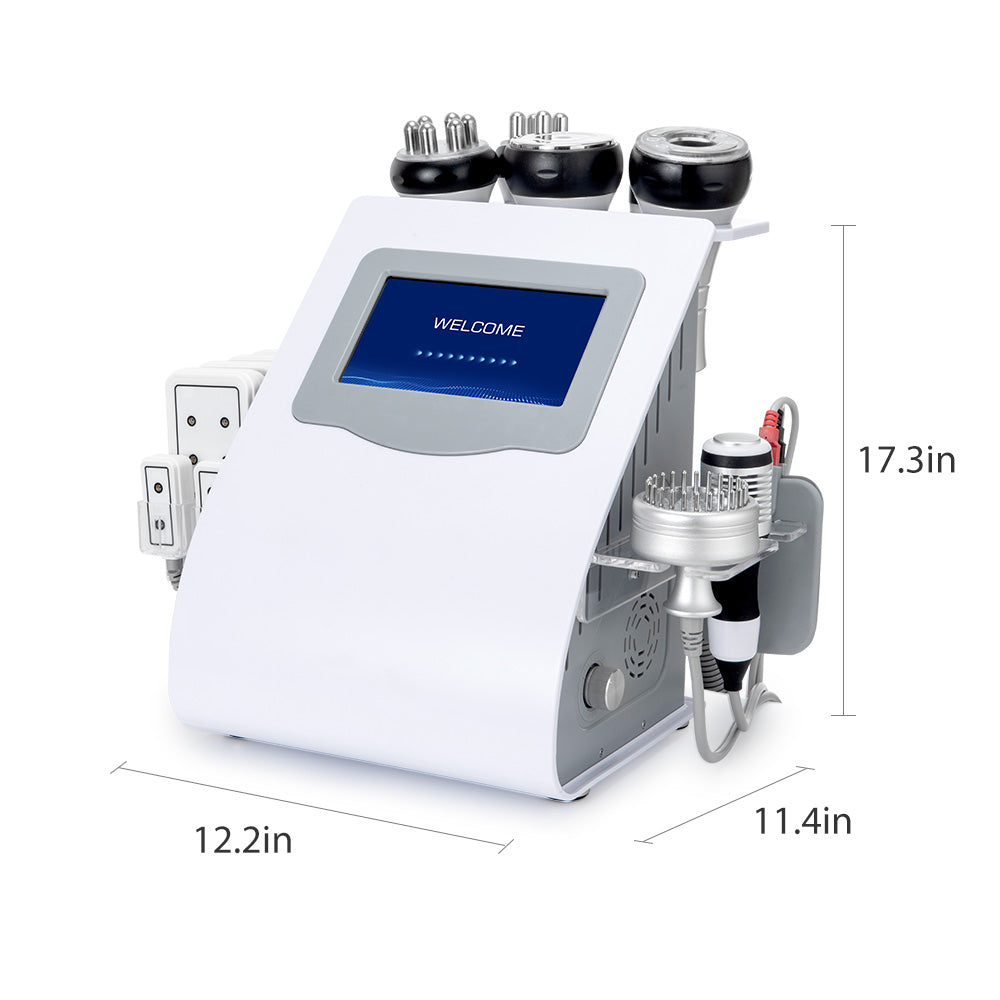 Equipo Estético Profesional de Radiofrecuencia 9 en 1 con Cavitación 80K, Vacum, Lipo Láser, RF Corporal y Facial, EMS LED, Martillo Frío/Calor, BIO y Ojos